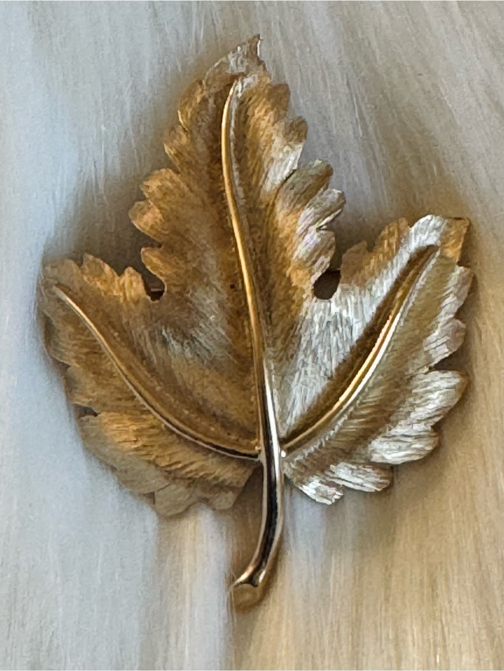 Vintage Crown Trifari Gold Tone  Leaf Brooch